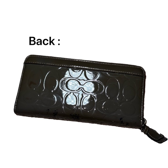 Coach Enamel 2Way Gray Patent Leather Hobo Shoulder Bag Embossed C's & wallet✨ - Picture 13 of 16